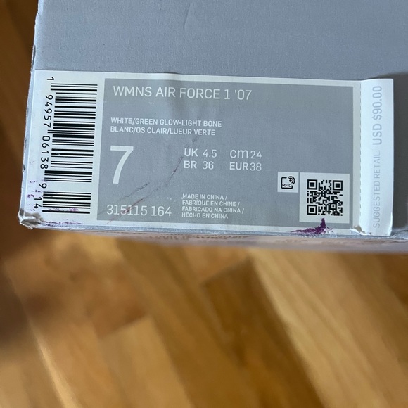 Nike Air Force 1 ‘07 “White/Green Glow-White Bone” - Picture 8 of 11